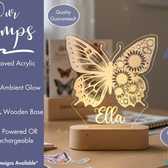 Customized Butterfly Name Light | Sunflower LED Sign for Kids’ Bedrooms - Picture 3 of 8